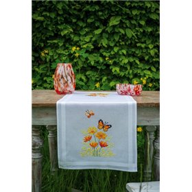 Bedruckter Läuferpackung Orange Blumen und Schmetterlinge
