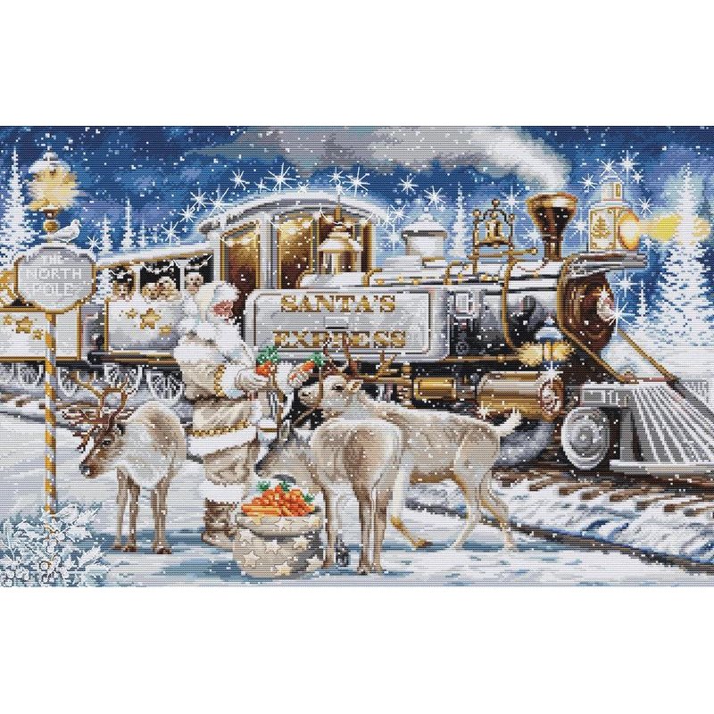 Borduurpakket Kerstman express wit Borduurpakket Kerstman express wit
