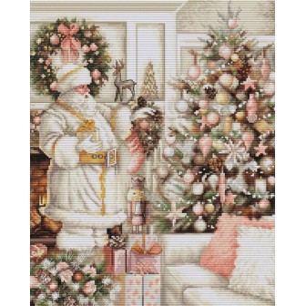 Luca-S Borduurpakket Witte Kerstman met kerstboom