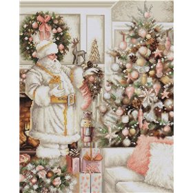 Luca-S Borduurpakket Witte Kerstman met kerstboom