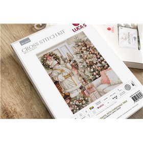 Kit de broderie Père Noël blanc avec sapin de Noël