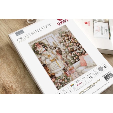 Borduurpakket Witte Kerstman met kerstboom