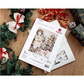 Embroidery kit White Santa With Christmas Tree Embroidery kit White Santa With Christmas Tree
