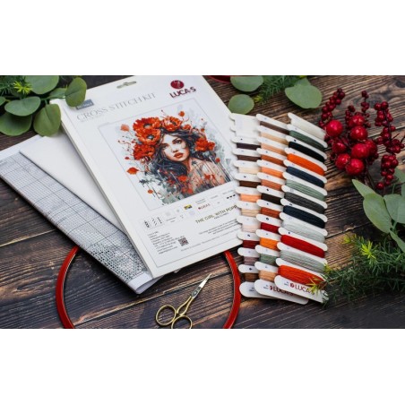 Kit de broderie La fille aux coquelicots