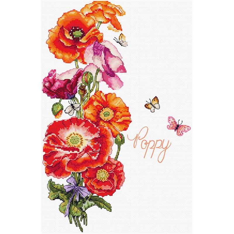Stickset Mohn