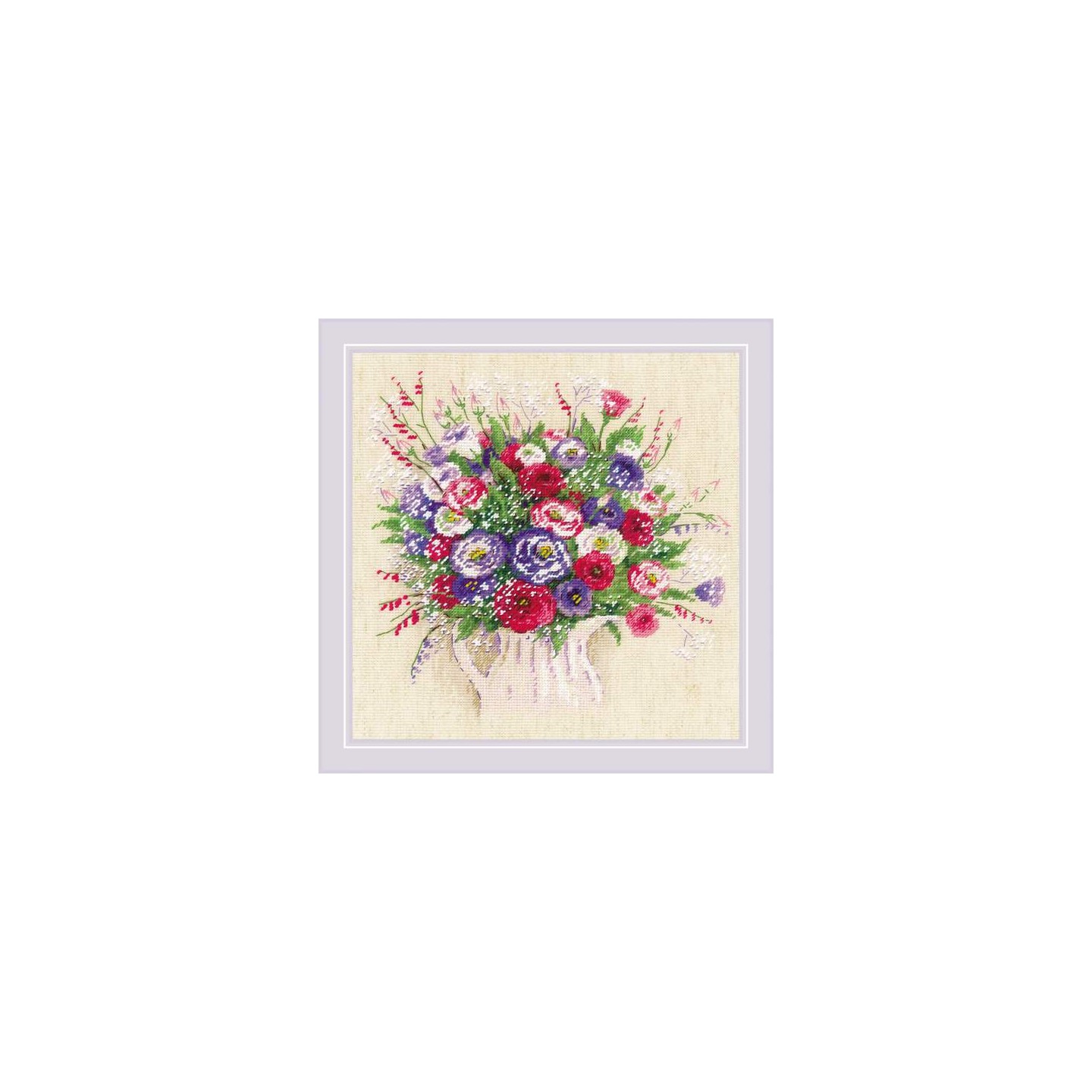 Riolis Embroidery kit Bouquet with Eustoma and Gypsophila