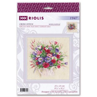Riolis Kit de broderie Bouquet d'Eustoma et de Gypsophile