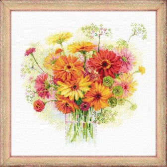 Riolis Embroidery kit Watercolor Gerberas