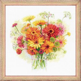 Riolis Embroidery kit Watercolor Gerberas