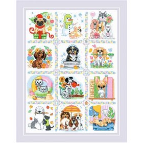 Riolis Embroidery kit Dog Calendar