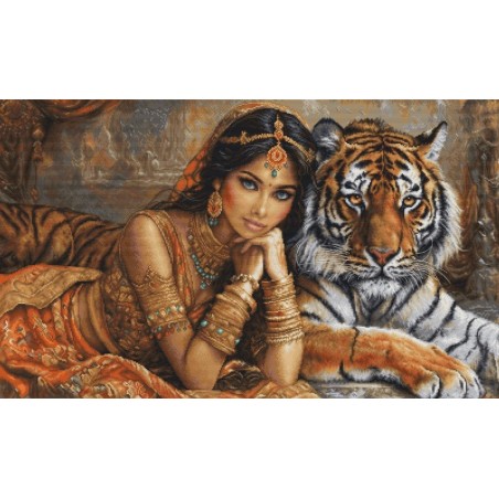 Luca-S Kit de broderie La princesse indienne et le tigre royal