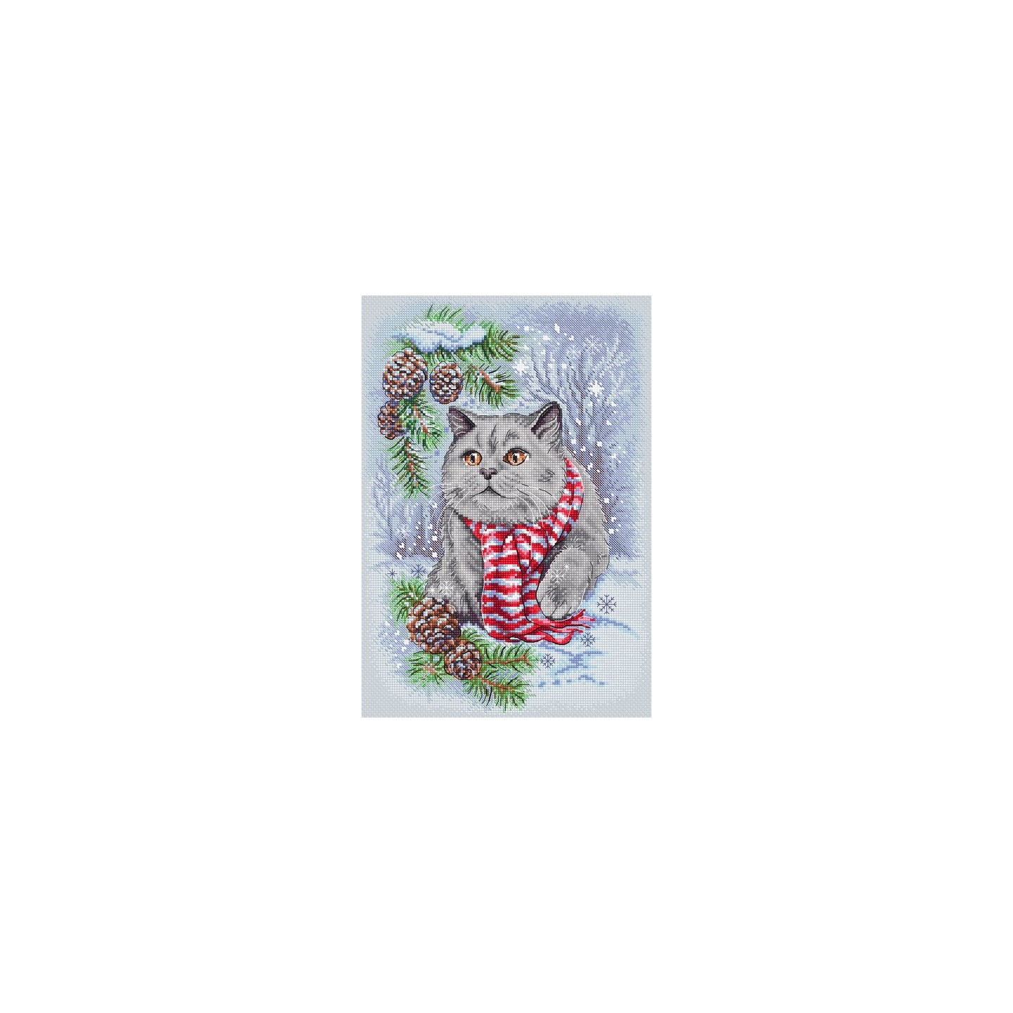 Borduurpakket Winter Kat