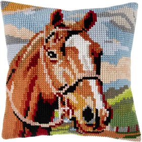 Borduurkussen Bruin paard