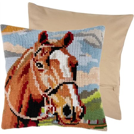 Cross stitch cushion kit Brown horse
