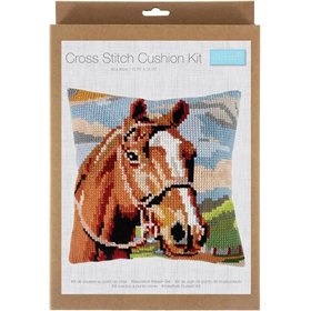 Cross stitch cushion kit Brown horse