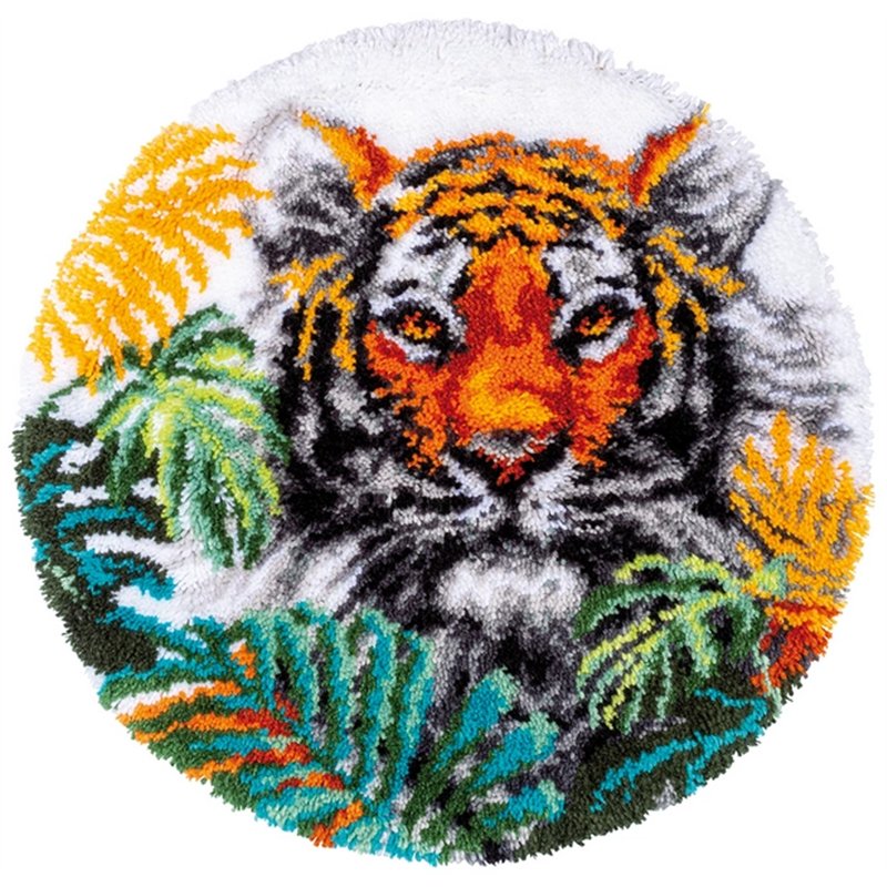 Kit tapis au point noué Tigre aux feuilles 187077