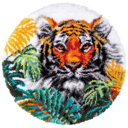 Knüpfformteppichpackung Tiger im Dschungelblättern 187077