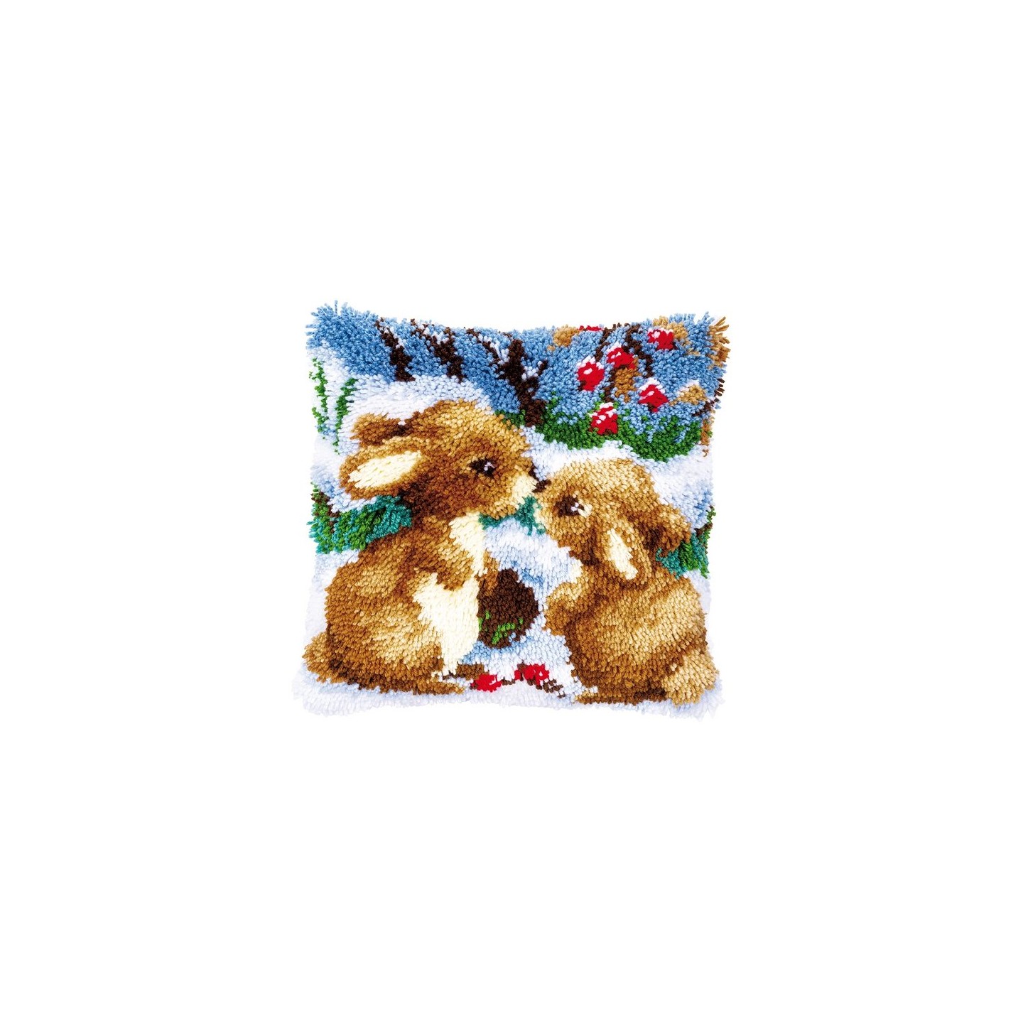 Latch hook cushion kit snow rabbits 147711