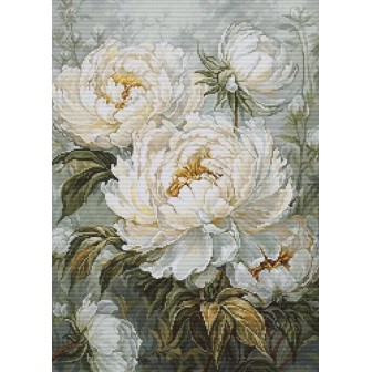 Luca-S Kit de broderie La Lumière des Pivoines Printanières