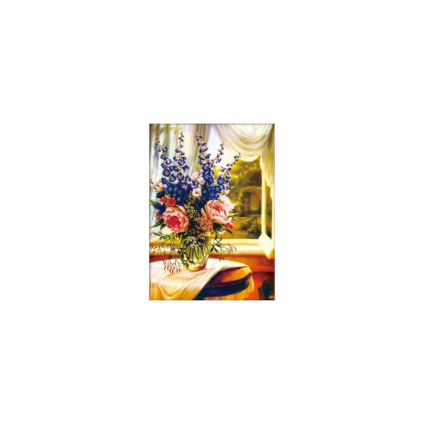 Kit de broderie Vase floral près de la fenêtre