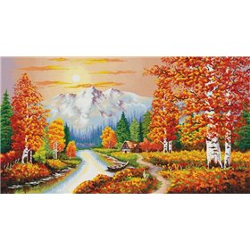 Kit de broderie Un coucher de soleil flamboyant