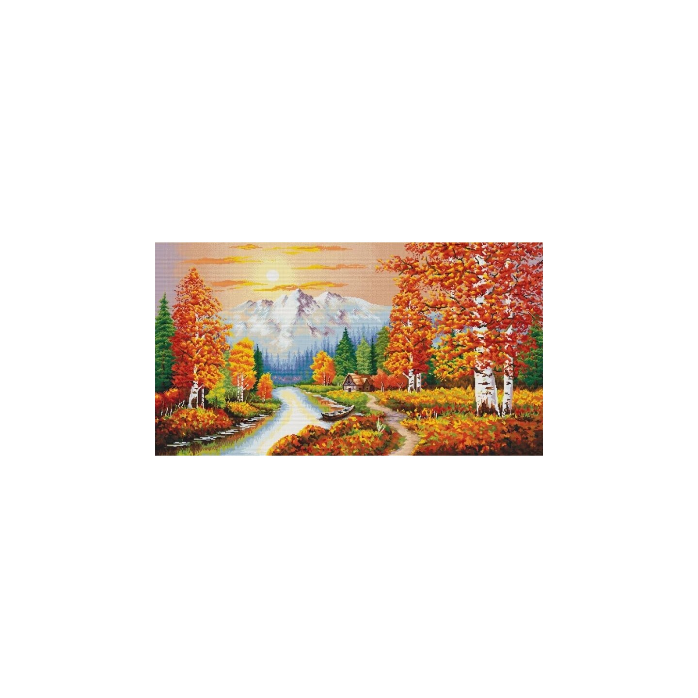 Kit de broderie Un coucher de soleil flamboyant