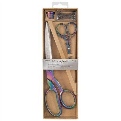 Scherenset: Schneiderschere, Stickschere, Fingerhut Regenbogen