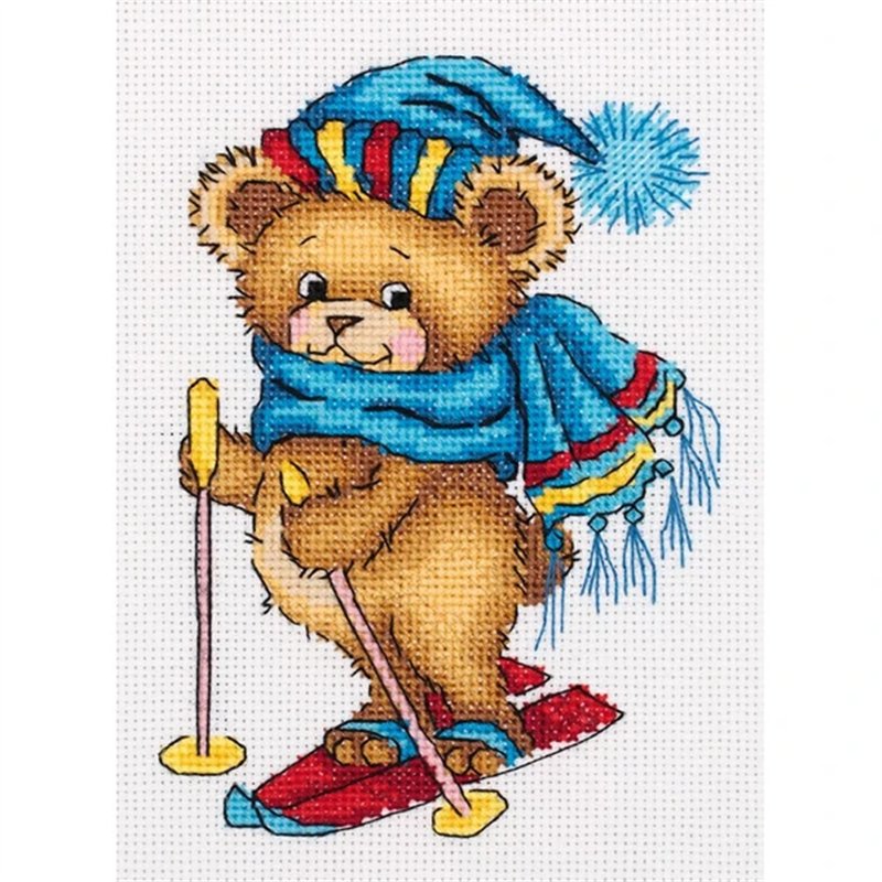 Embroidery kit Skiing bear Embroidery kit Skiing bear
