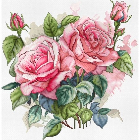 Stickset Rosa Blüte