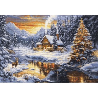 Luca-S Embroidery kit Winter Evening in the Mountains