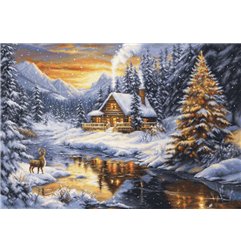 Luca-S Embroidery kit Winter Evening in the Mountains