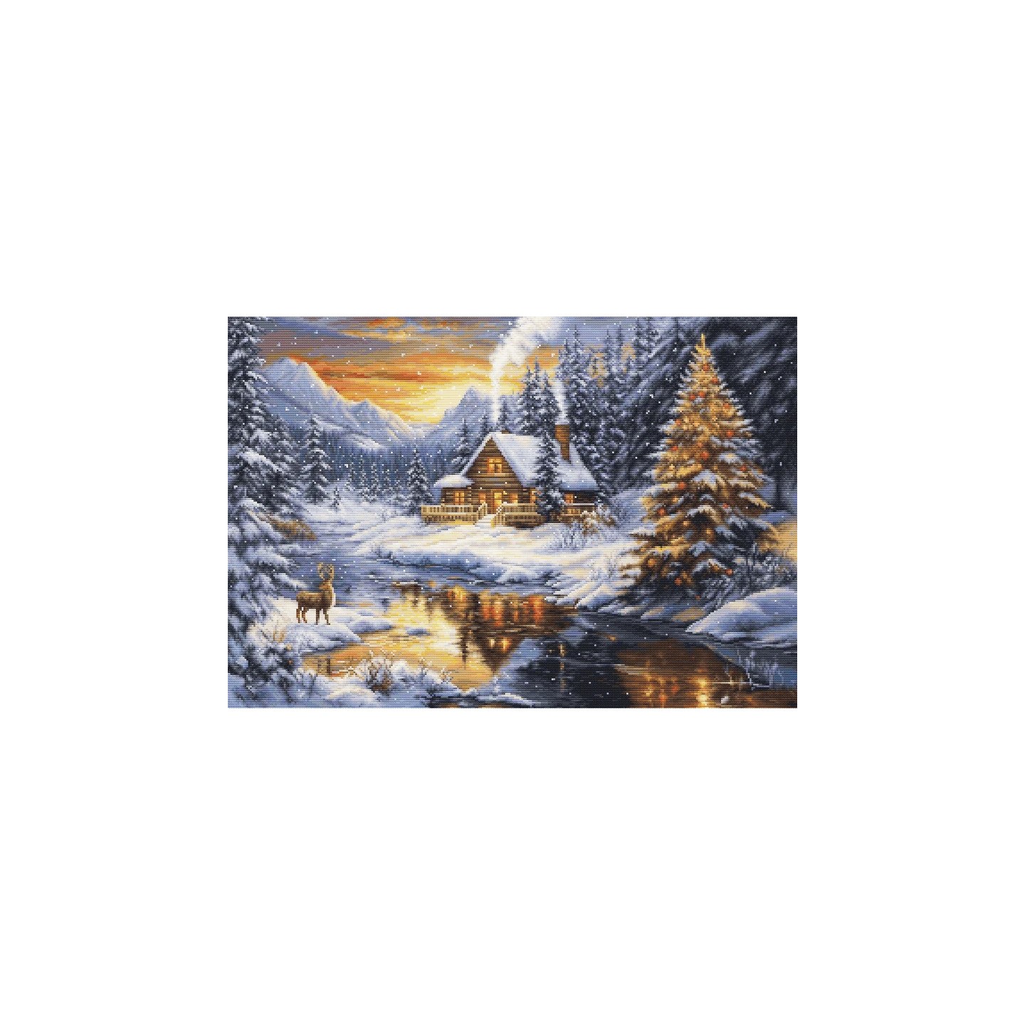 Luca-S Kit de broderie Soirée d'hiver en montagne