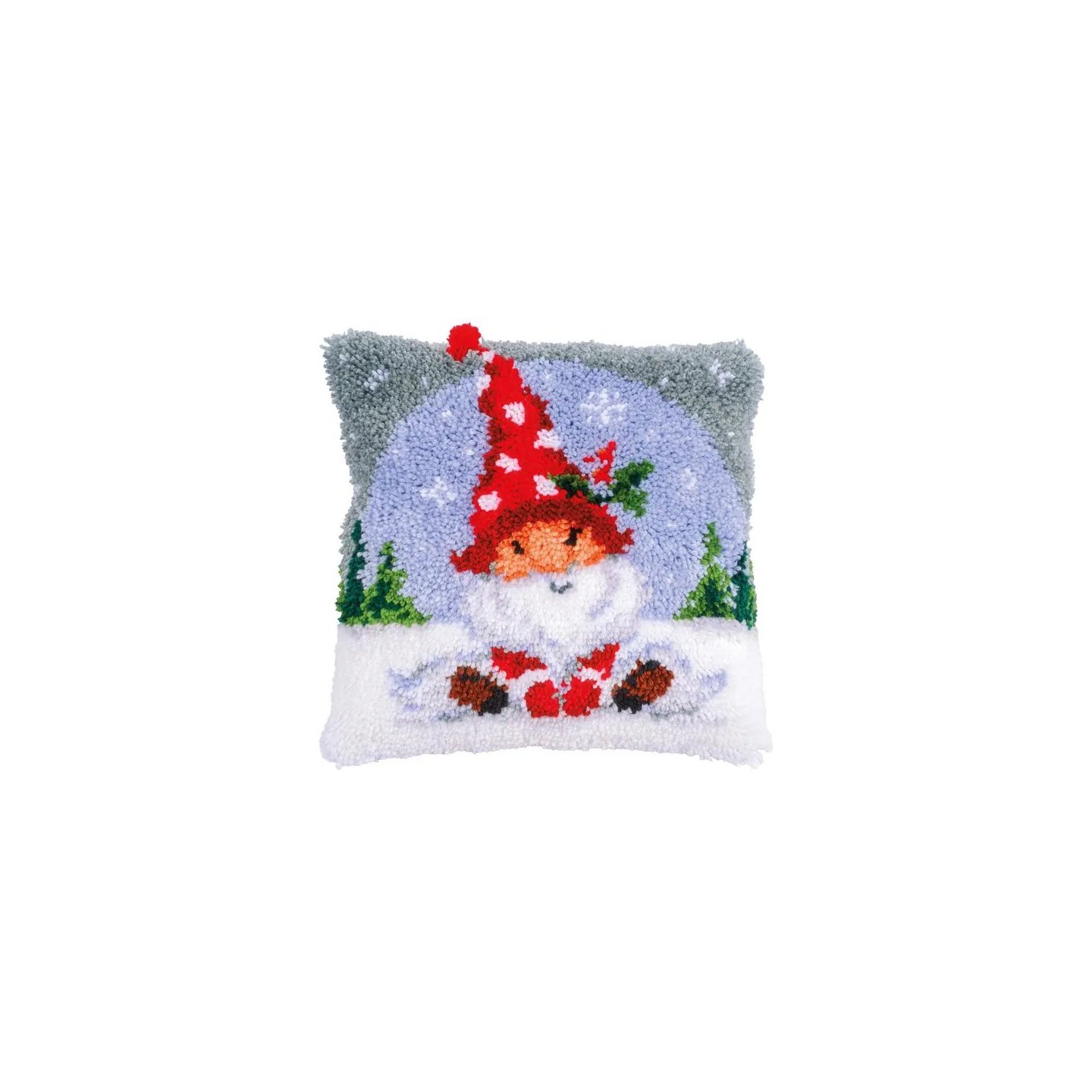 Latch hook cushion kit Christmas gnome in the snow 201456