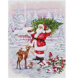 Stickset Weihnachtsmann mit Baum