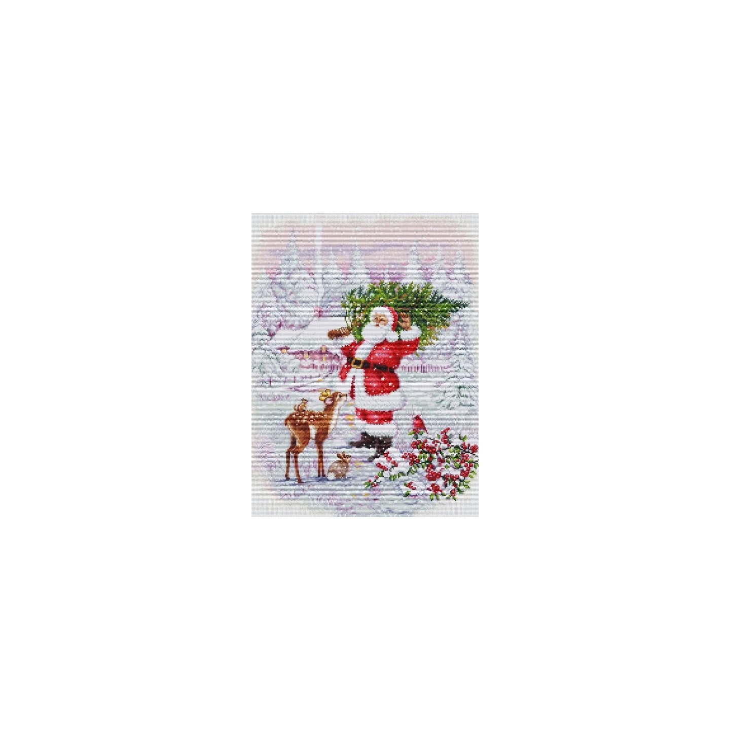 Stickset Weihnachtsmann mit Baum