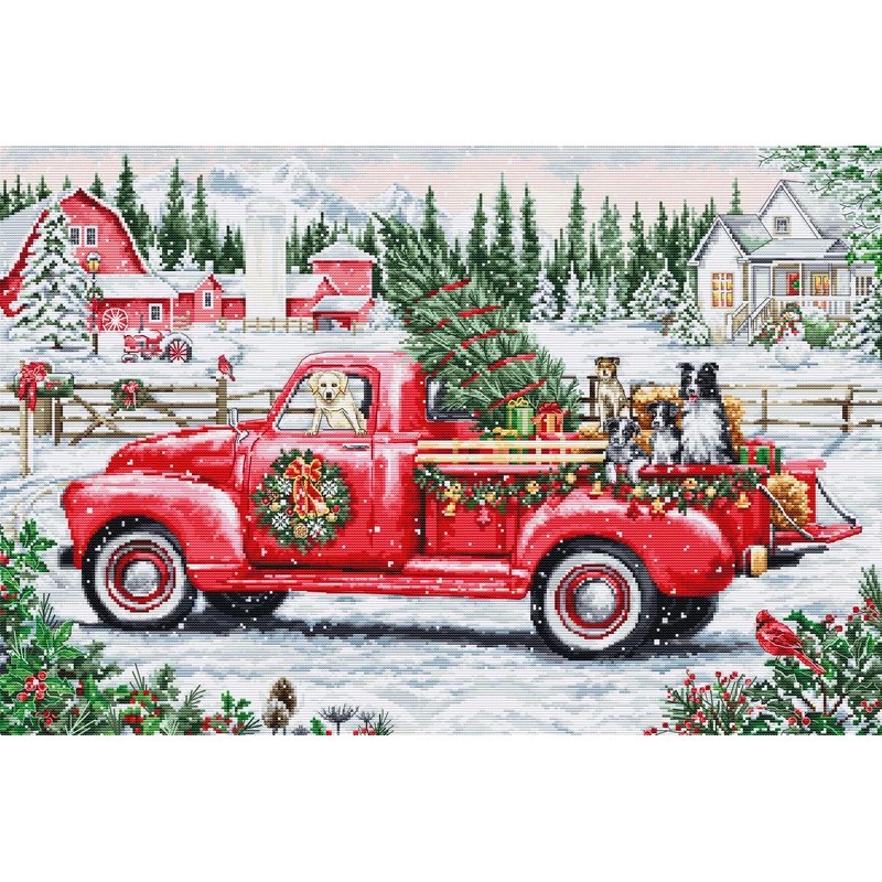 Stickset Roter Weihnachtstruck Stickset Roter Weihnachtstruck
