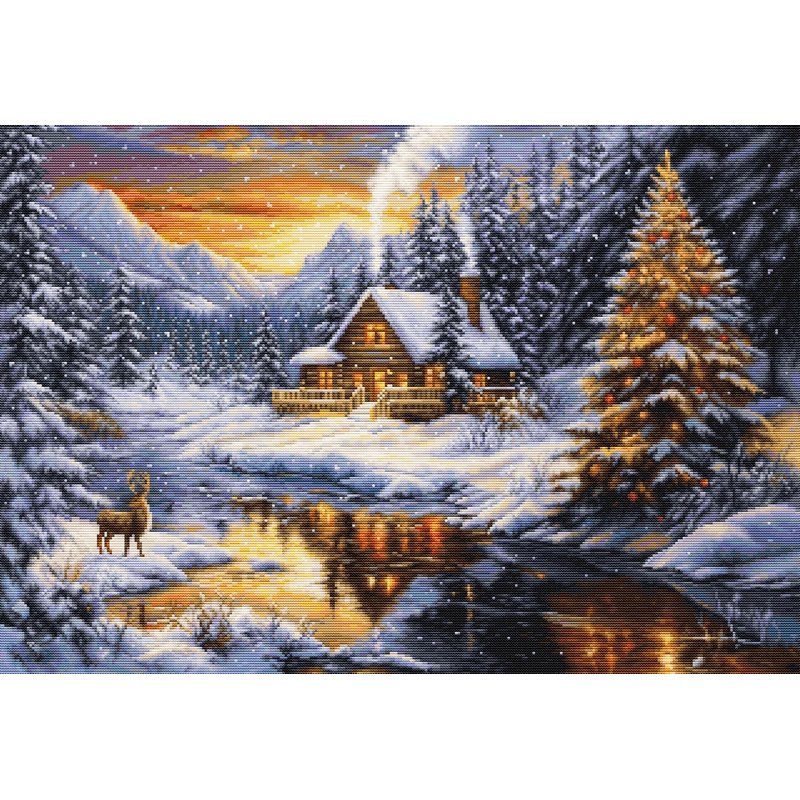 Kit de broderie Soirée d'hiver en montagne (petit point) Kit de broderie Soirée d'hiver en montagne (petit point)