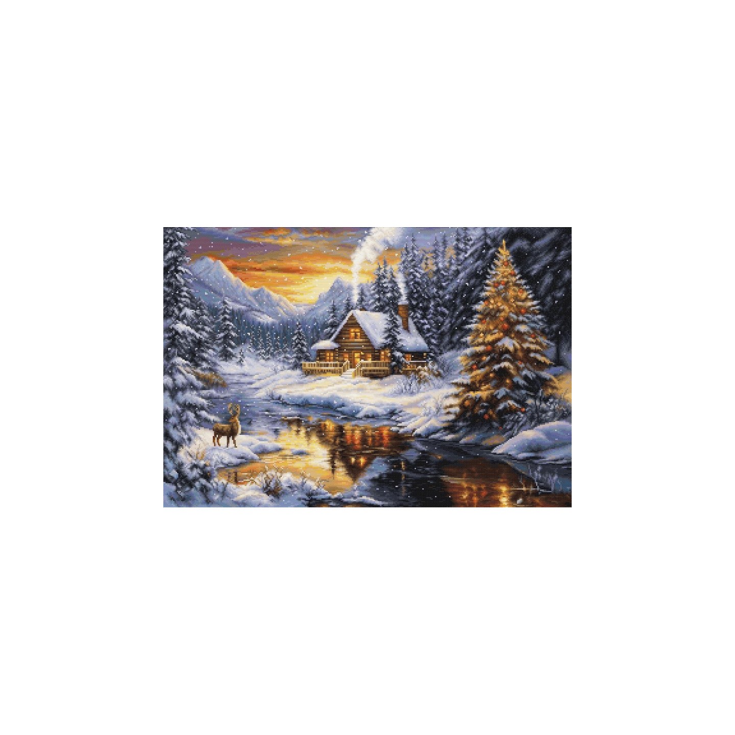 Embroidery kit Winter Evening in the Mountains (petit point)