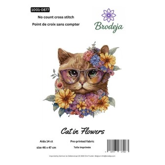 Kit de broderie Chat dans les fleurs