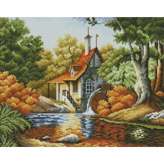 Kit de broderie Cabane d'automne