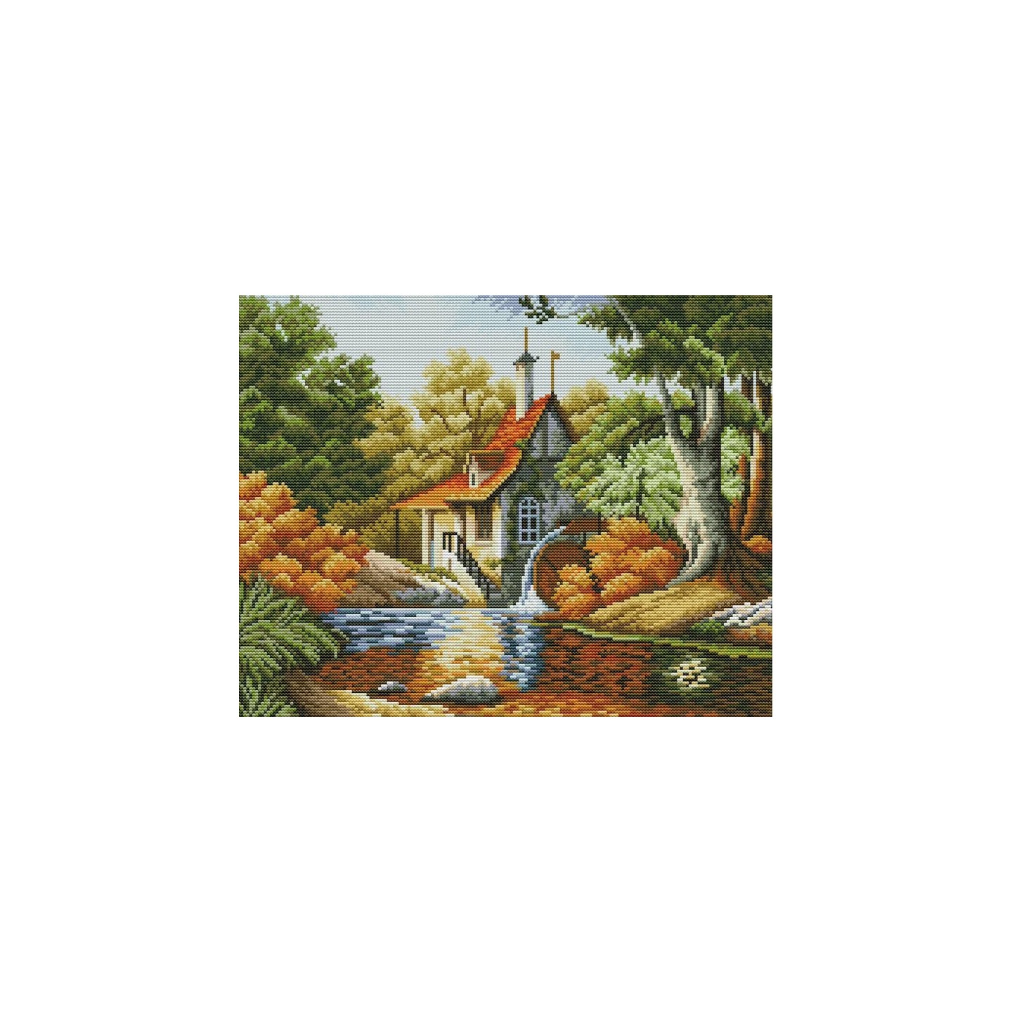 Embroidery kit Cabin Autumn