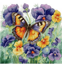 Borduurpakket Vlinder met violetjes