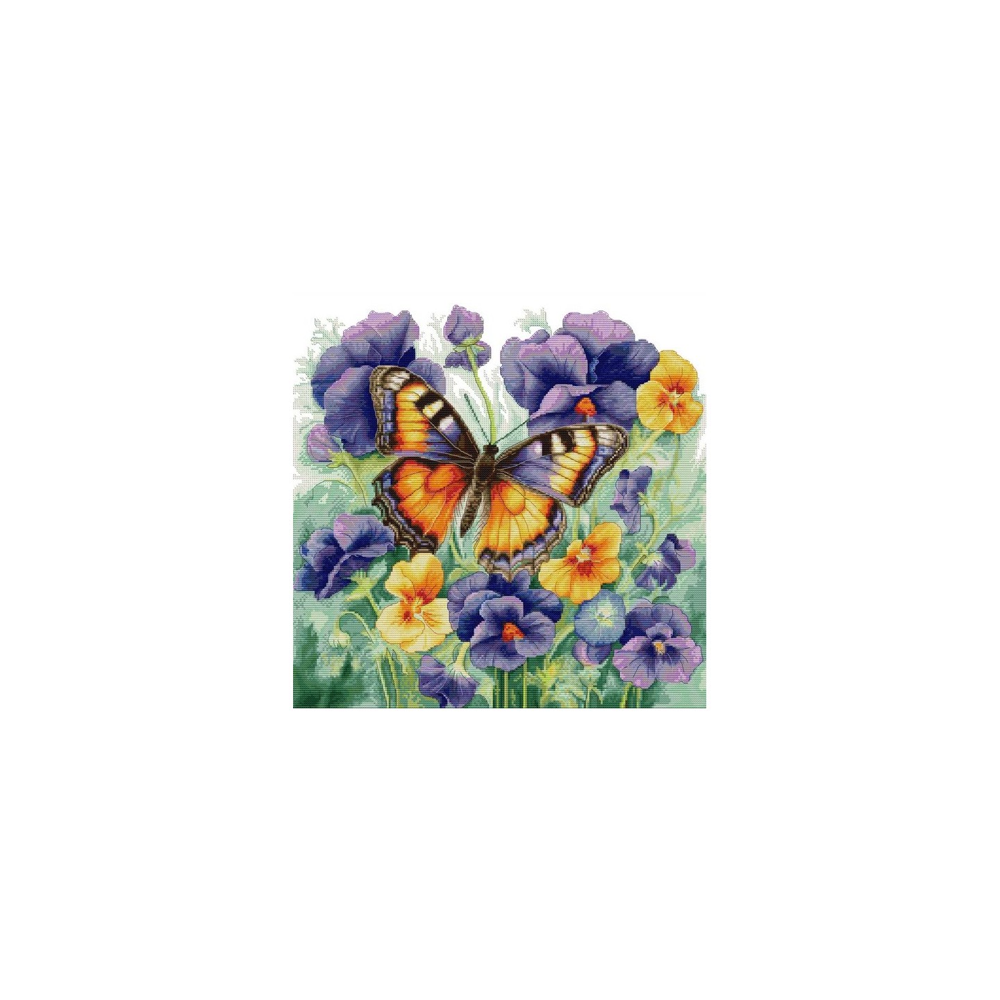 Borduurpakket Vlinder met violetjes