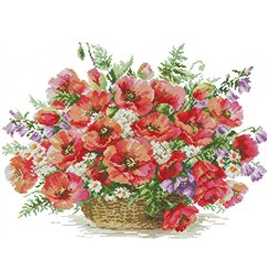 Kit de broderie Panier de coquelicots