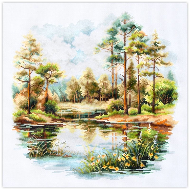 Kit de broderie Lac forestier Kit de broderie Lac forestier