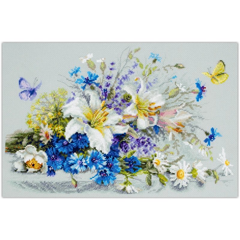 Stickset Lilien und Kornblumen Stickset Lilien und Kornblumen