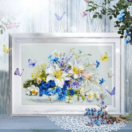 Borduurpakket Lelies en korenbloemen