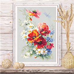 Stickset Mohnblumen und Gänseblümchen