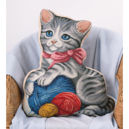 Kit coussin au point croix Mon oreiller de chaton