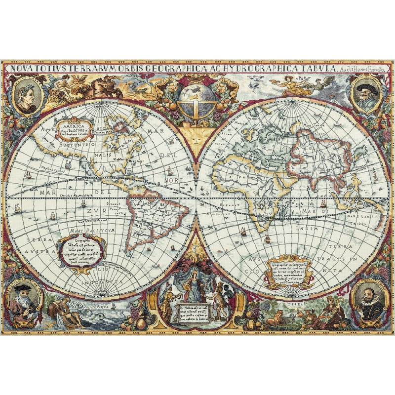 Kit de broderie Carte géographique du monde
